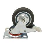 8inch Zinc Plated Diameter Black Rubber Furniture Industry Trolley Barrow Caster