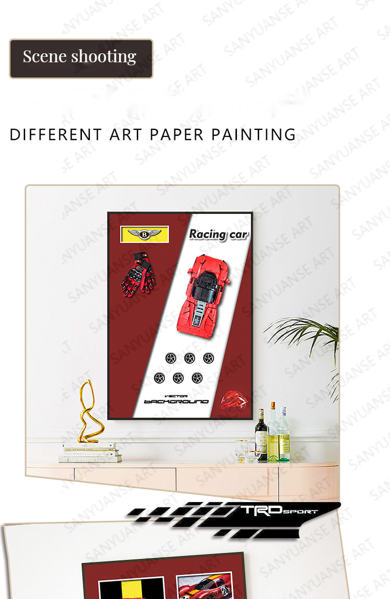 Easy Hanging Three-Dimensional Block Car Sofa Background Wall Painting for Art Lovers