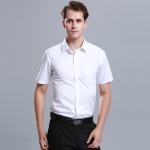 Spring Fashion Button Down Custom Business Shirts White Short Sleeve 100% Cotton