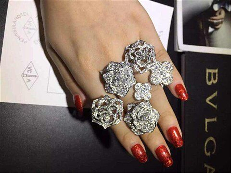 P Rose ring 18k gold white gold yellow gold rose gold diamond ring Jewelry factory in Shenzhen, China