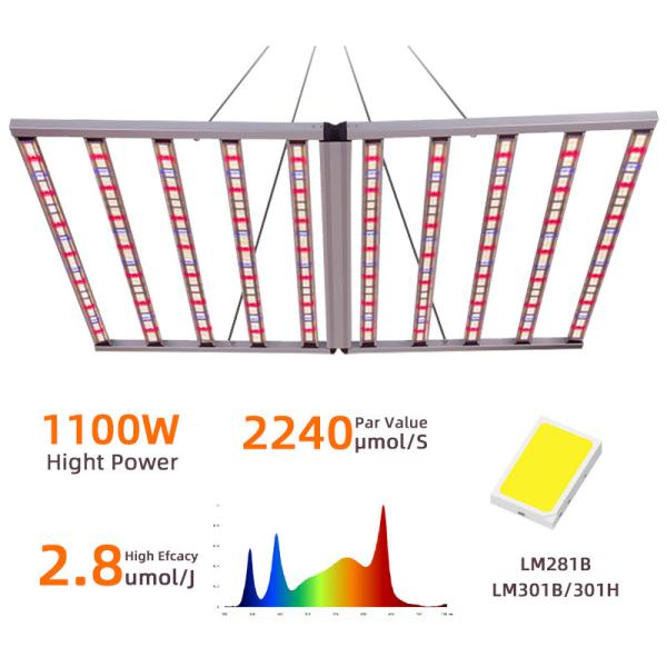 1100W UV IR LED Grow Light Full Spectrum With Foldable Bracket UL CE Approved UV