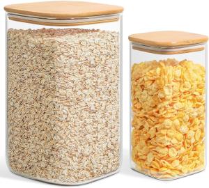 Quality Glass Pantry Storage Containers, 138/50 oz Large Square Flour Sugar Containers Airtight Lids, Gallon Glass Jars wholesale