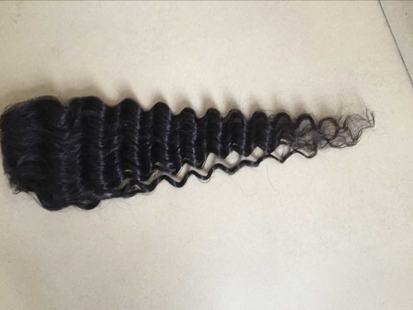 130 Density Indian Remy Hair 4*4 Deeo Wave Lace Frontal Closure Factory Price