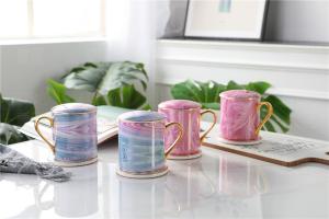 Quality Luxurious Gold Plated Handle 0.5kg Porcelain Fancy Coffee Mugs wholesale