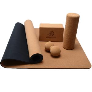 Quality Custom Non Slip Cork Fitness Sets Including Double Balls Back Massage Roller Cork Block wholesale