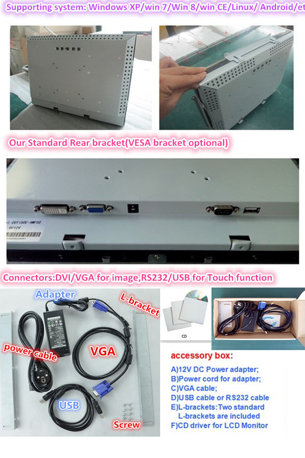 15 inch anti-glare SAW openframe touch screen monitor,15 inch Full HD Touch Screen Monitor