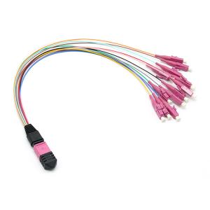 Quality 12 Fibers MPO Fanout Cable OM4 50/125 10G Hytrel Jacket ROHS Compliant wholesale