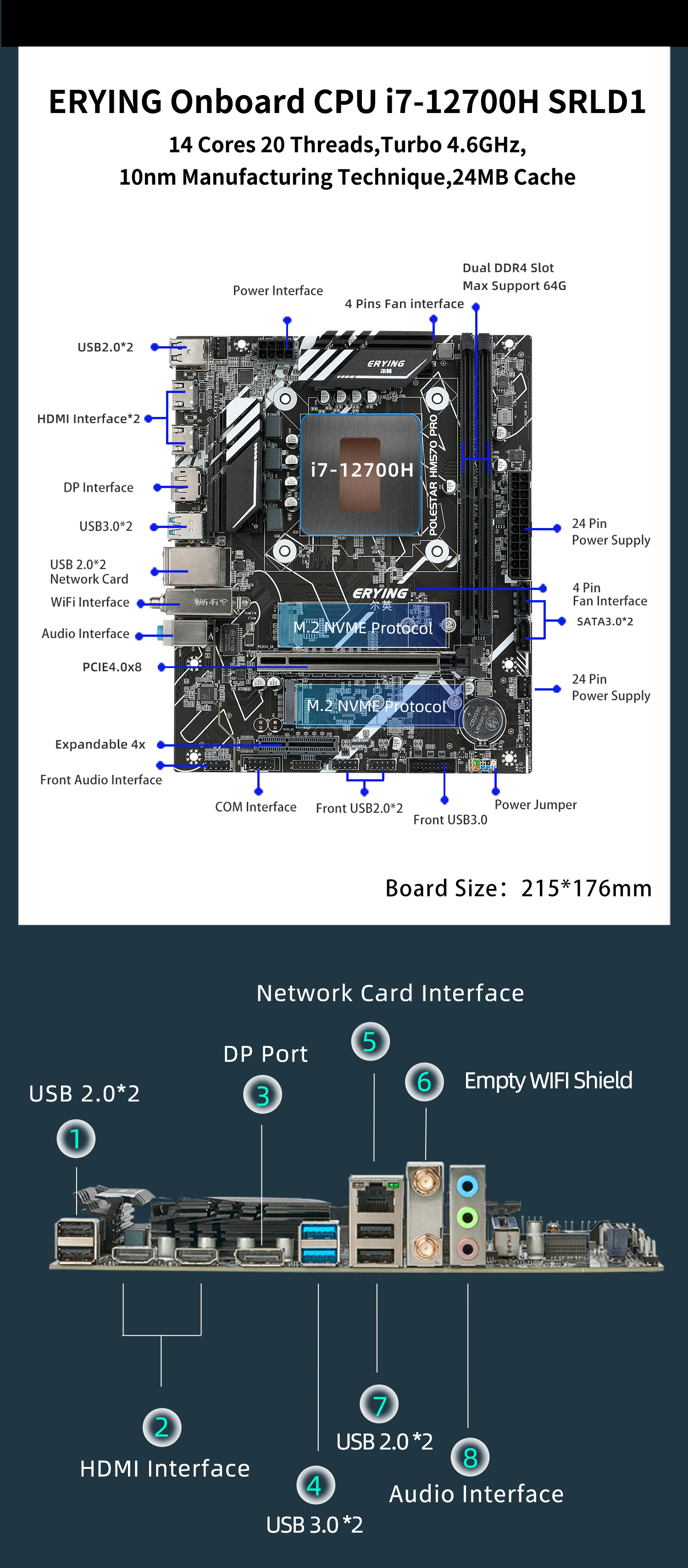 Gaming PC Desktops Motherboard Set With Onboard CPU Core Kit I7 12650H