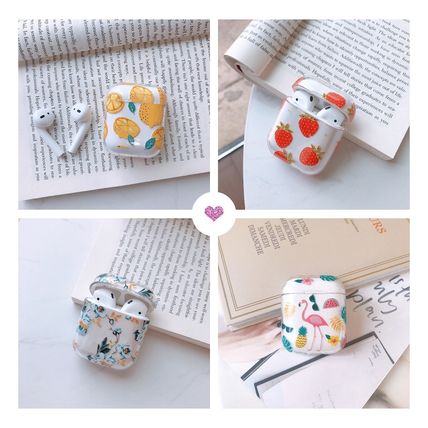 Silk Print Pattems Protective Silicone Cover Compatible with Apple AirPods 2 and 1
