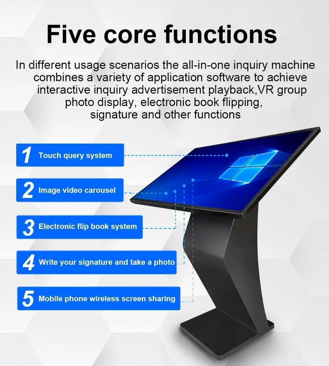 All In One Customer Service Kiosk Touch Screen Android Windows 21.5 32 43 55''