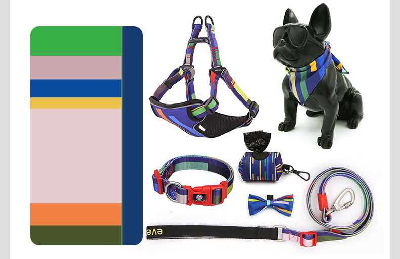 Custom Colors Dog Harness Logo Reflective Reversible Luxury Pet Collars Harness and Leash Set for Extra Large Dogs