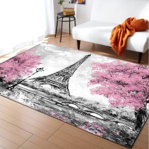 Quality Retro Paris Tower Pink Flower Carpet with Printed Crawling Pad wholesale