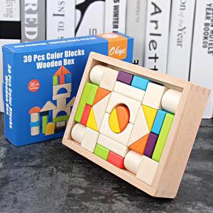 Quality Big 15cm Castle Wooden Building Blocks Toy Stacking 30 Pieces wholesale