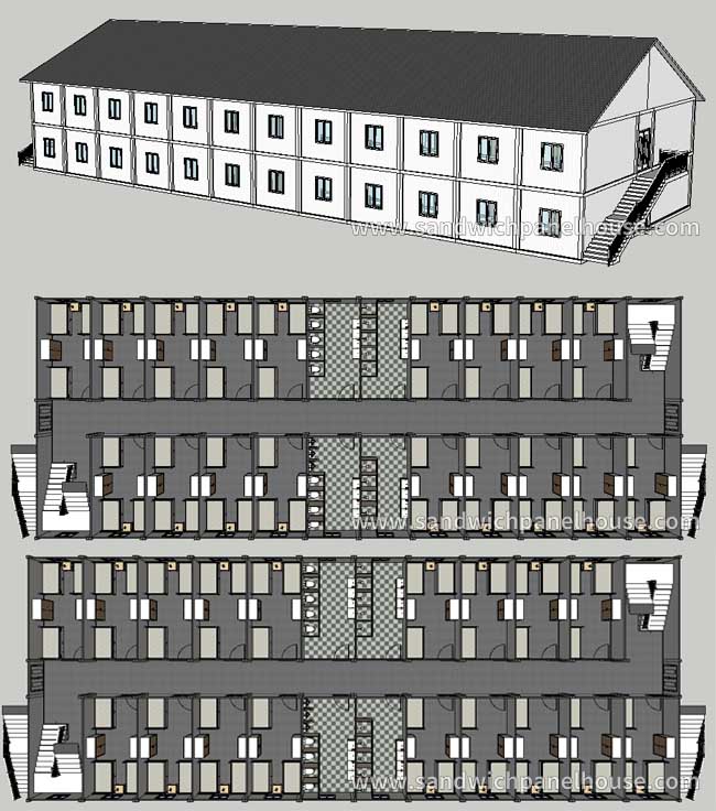 Two Story Portable Accommodation School Students Container Dormitory