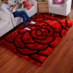Flower Polyester Shaggy Carpet Area Rug Rose design Different size carpet
