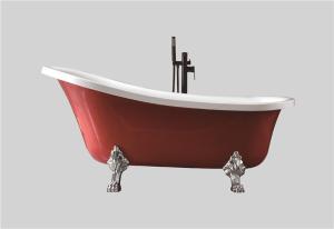 Quality ODM Solid Red Acrylic Slipper Bathtub Deep Soaking Freestanding 1500 Mm wholesale
