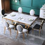 Stainless Steel Marble Dining Table Chair Sets With Velvet / PU Seat