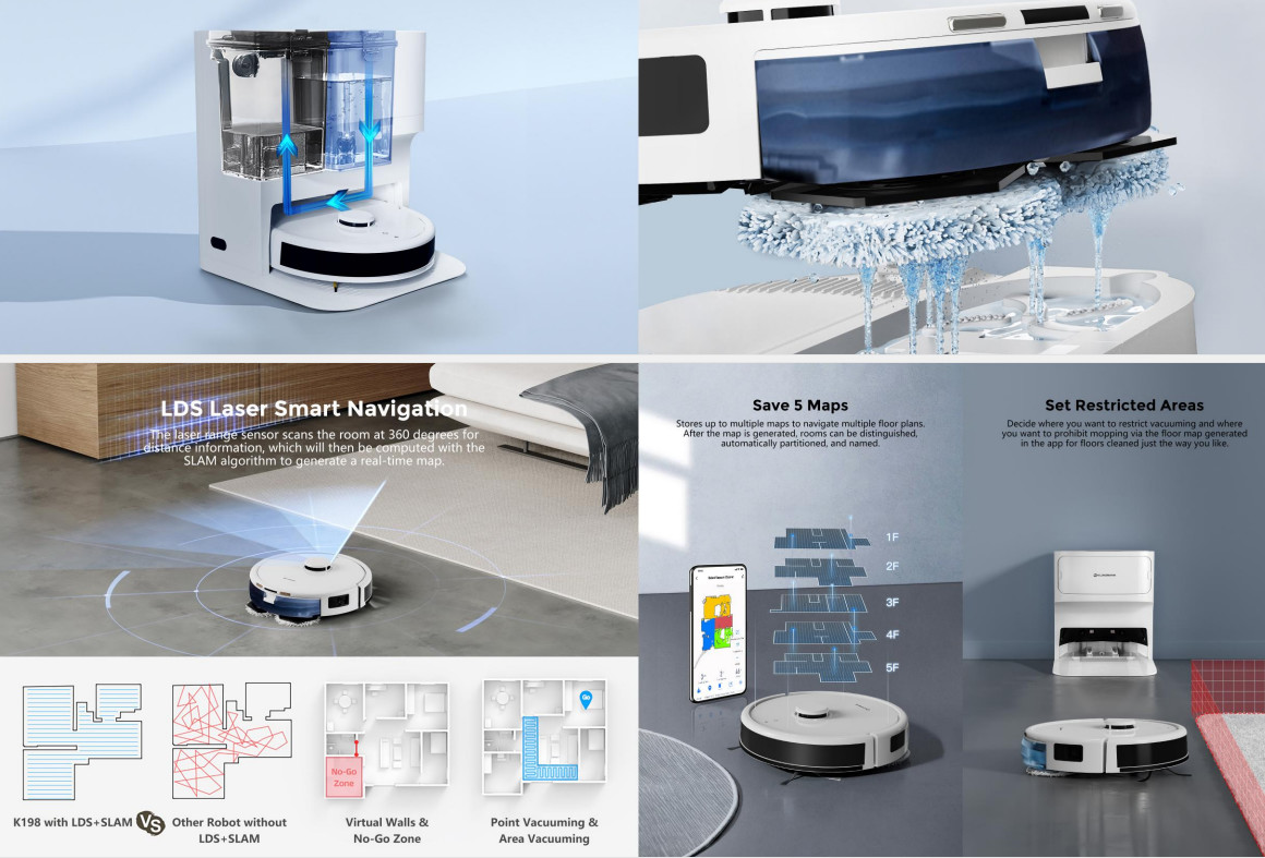 4000pa Suction Robotic Vacuum Cleaner And Mop 150min Working Time Wifi APP Control