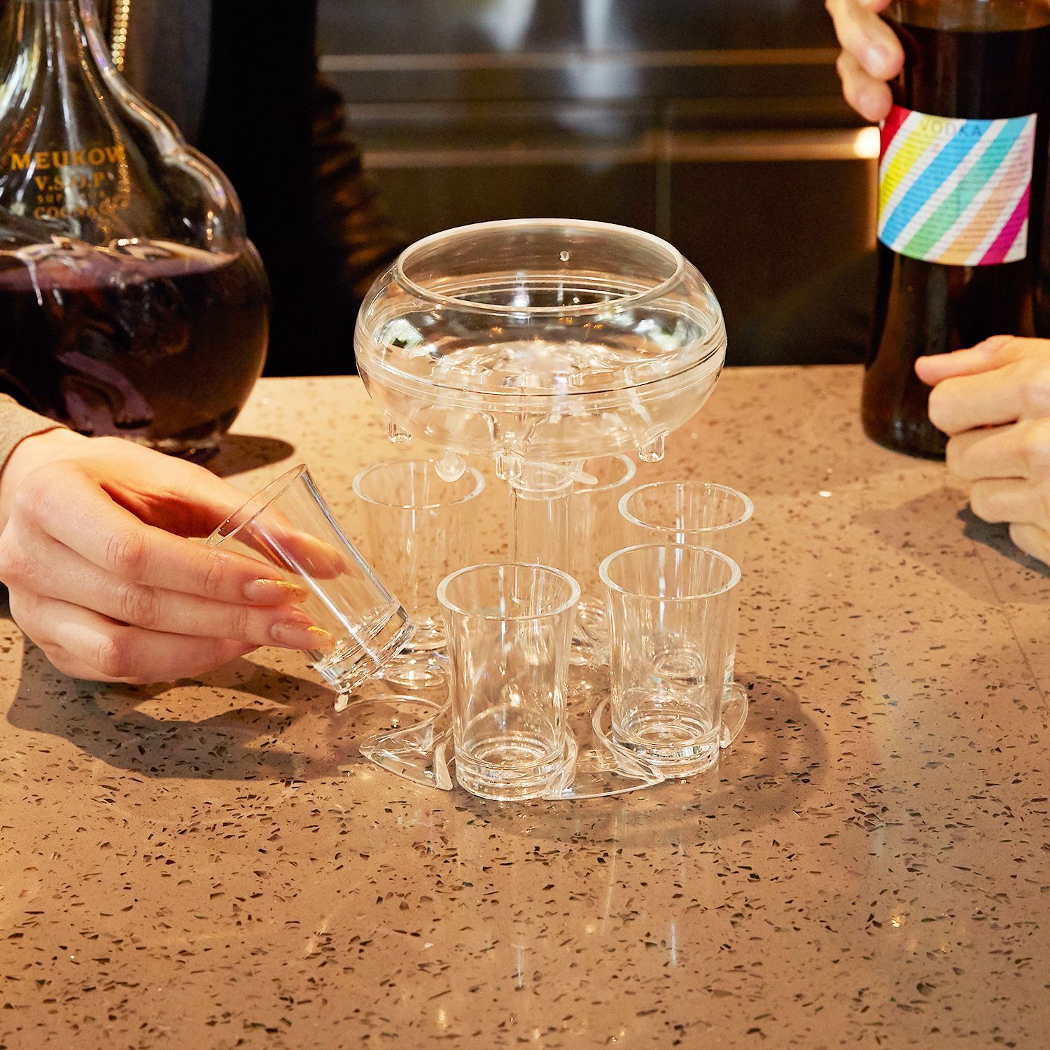 Exclusive 6-Shot Glass Dispenser and Holder Set for Sustainable Wine Party Occasions