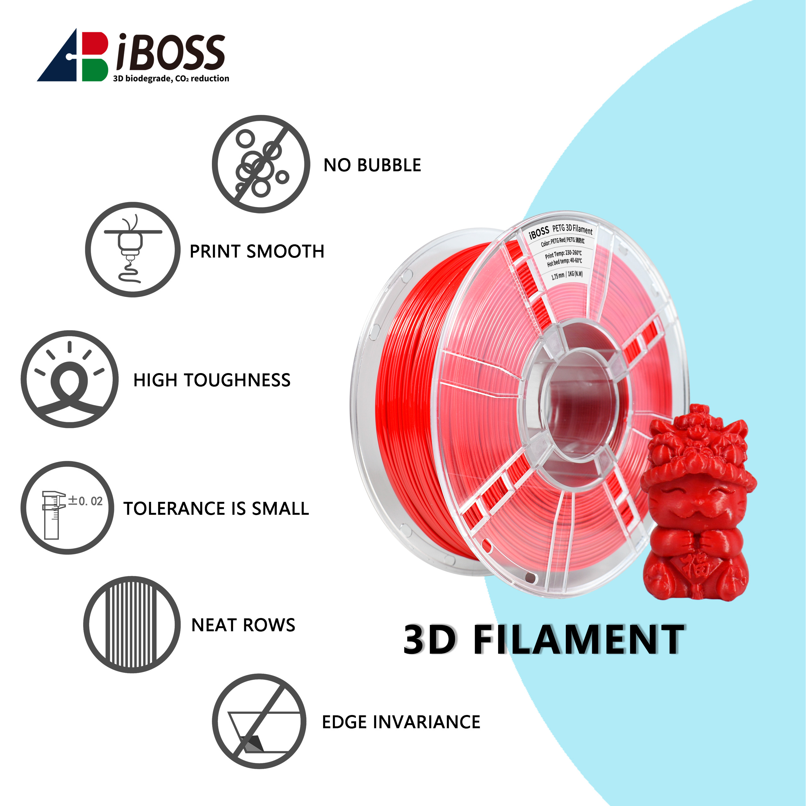 3D Printer PETG Filament Red 1.75mm FDM Forming Technology 3d Printing Filament