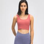 High Quality Removable Pads Shock Proof Cross Front Crop Top Sportwear Fashion