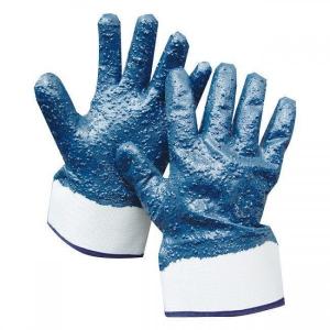 Quality Blue Color Nitrile Dipped Work Gloves Firm Grip Safety Cuff High Abrasion Resistance wholesale