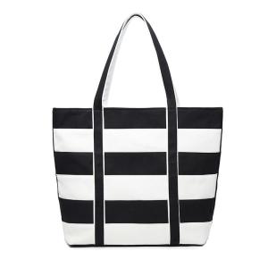 Quality Womens Printed Stripes Casual Large Canvas Bags , Shoulder Tote Bags wholesale