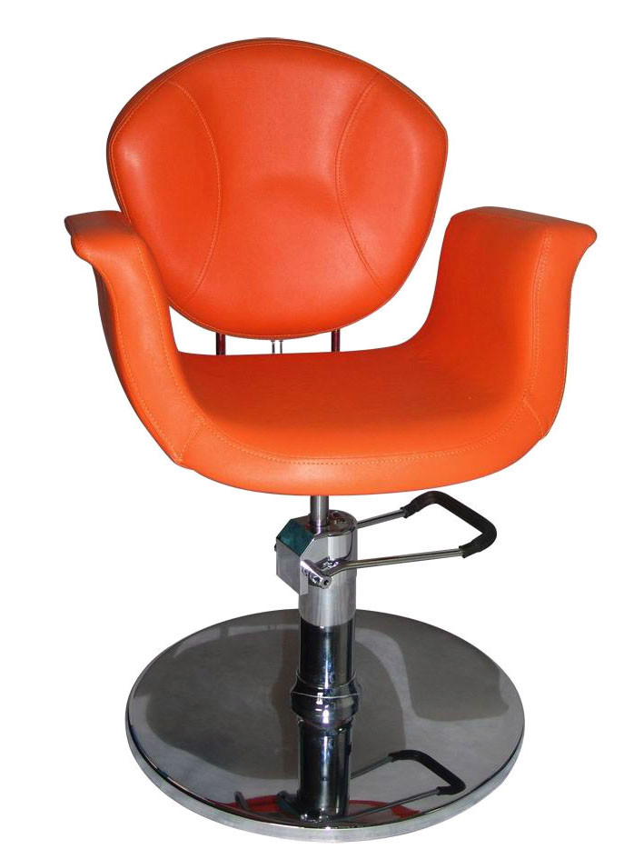 Soft Orange Hair Cutting Unique Salon Chairs Square Base With Rubber Ring