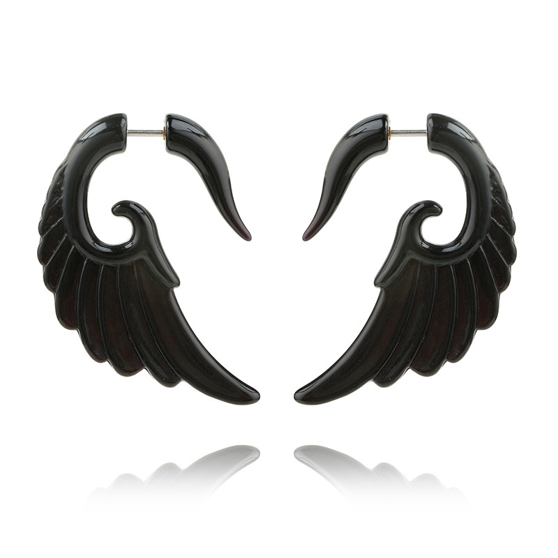 Trendy Wings Earrings for Women Black Angle Feather Drop Earring Ear Plugs Punk Patry Earring Jewelry