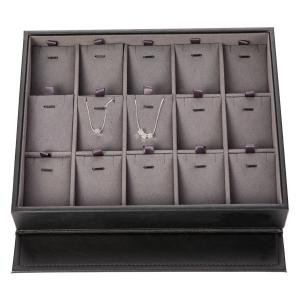 Quality Black Leather Jewelry Storage Box , Jewelry Display Carrying Case Eco - Friendly wholesale