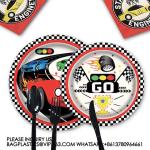 Hot Sale Happy Birthday Party Decoration Disposable Plate Set Racing Car Party