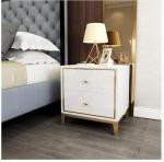 Tempered Glass 50cm White Beside Table