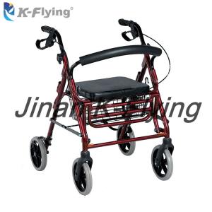 Quality Deluxe Height Adjustable Adult Walker Rollator Folding Metal Aluminum wholesale