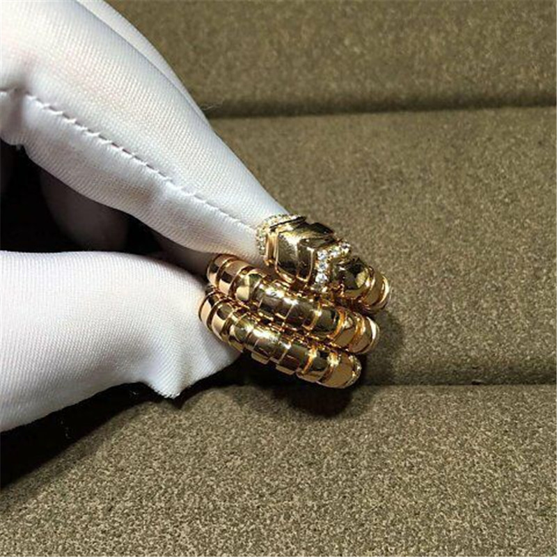 Luxury jewe factory serpenti series ring 18k white gold yellow gold rose gold diamond ring