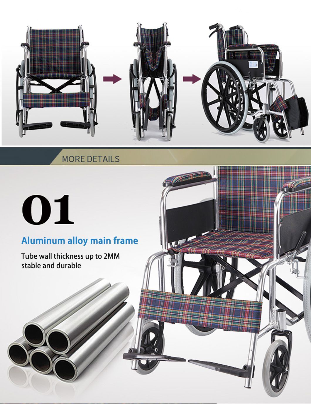 Lightweight Manual Wheelchairs for Sale Aluminum Folding Sport Beach Wheelchairs for Elderly