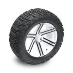 Golf Cart 14'' Black/White Rims And 22x10-14'' All Terrain Tires, Wheel Nuts and