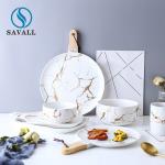 Marble Fission White Porcelain Dinnerware Sets For Restaurant Home Hotel