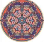 Round Polyester Fiber Living Room Floor Carpets Ancient Ethnic Style 80*80cm