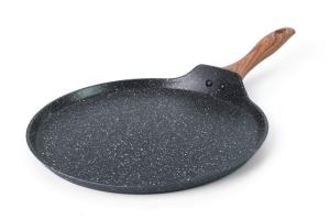 Quality FDA Wooden Handle Round 4.5cm Marble Coating Fry Pan wholesale