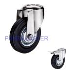 Black Rubber Wheel Bolt Hole Swivel Industrial Castor Wheels 4 Inch