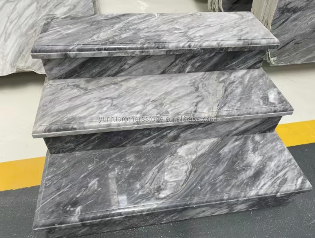 Hotel Interior Design Calcite Marble Step Floor and Stairs with Light in Florence Gray