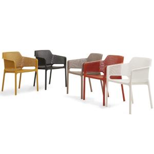 Quality stackable plastic arm dining chair furniture wholesale