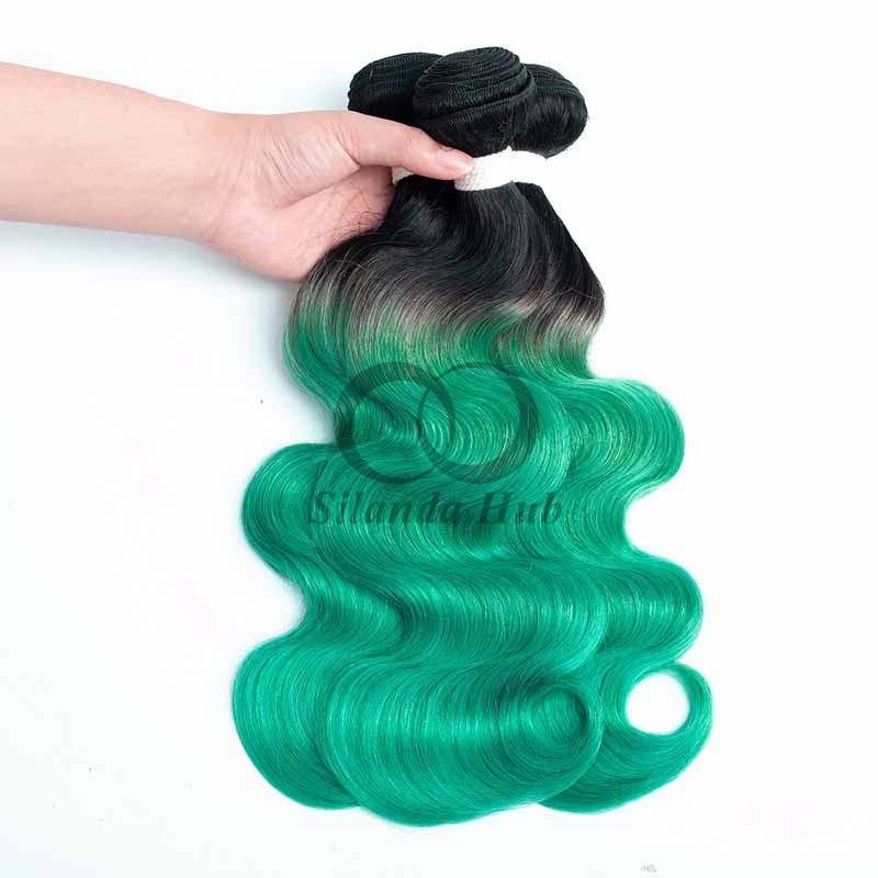 #T1B/Green Body Wave Remy Human Hair Bundles Sew In Weave Bundles Brazilian Bundle Deals