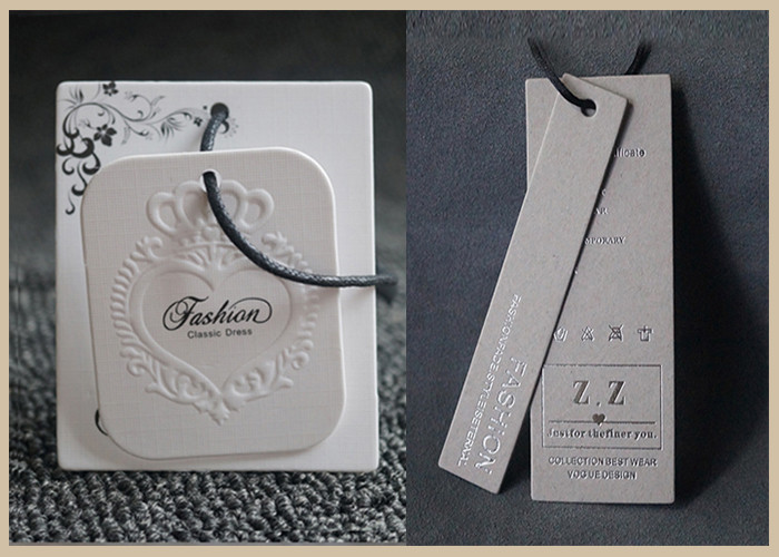 Custom printed 400gsm paper logo embossed garment clothing swing hang tag