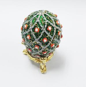 Quality Faberge Egg Trinket Jewelry Box with Rose for Sale Rose Jewelry Trinket Box Rose Green Egg Christmas Wedding Gift wholesale