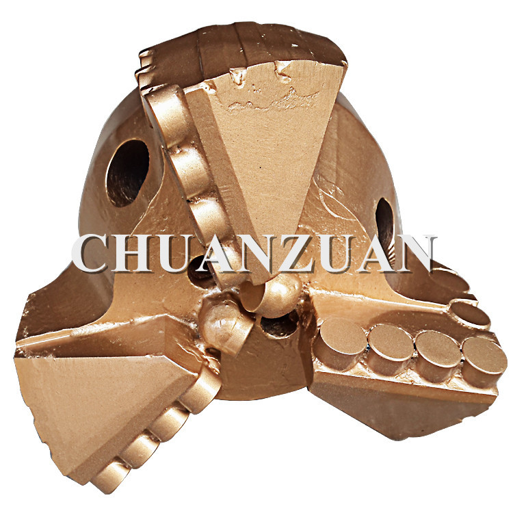 146MM PDC Drag Bit 3 Blades / Golden PDC Core Bits Drilling Equipment
