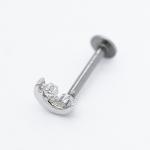 Clear Stone Side Labret Piercing Jewelry Moon Lip Stud OEM ODM