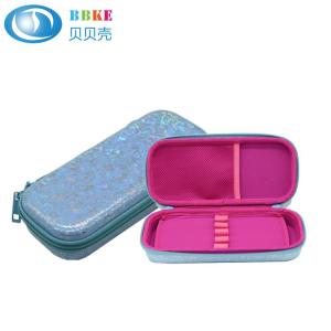 Quality Blue Flowers OEM PU EVA Pencil Case With 5# Nylon Zipper For School Students wholesale