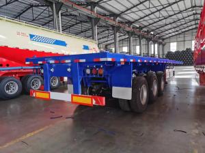 Quality 3 Axles Flat Truck Semi Trailers 80 Tons Flatbed Trailer Container wholesale