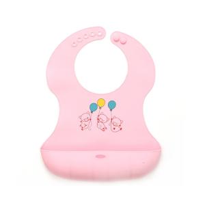 Quality Pink Animal Silicone Baby Bibs Lightweight For 6 - 36 Months Unisex Babies wholesale